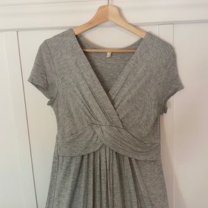 Pink Blush Maternity Dress- Gray maxi dress